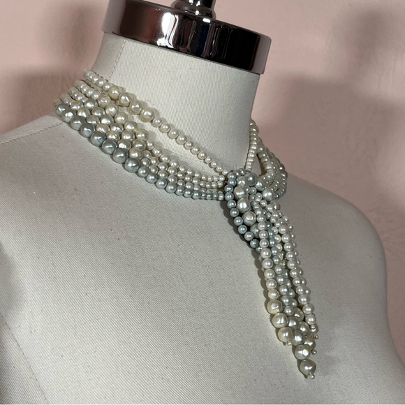 Antique Vintage Maximalism Waterfall Pearl Victorian Choker festoon Necklace - Picture 8 of 17